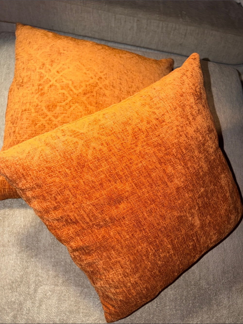 Orange Textured Accent Pillow Pair -